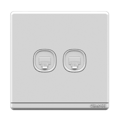 ODESSA 2Gang 4Wire Telephone Outlet White