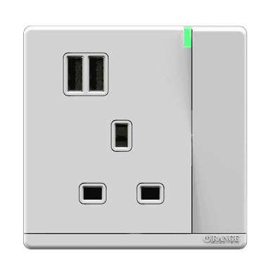 ODESSA 13Amp. 250V Single Switched Socket Outlet with Indicator + 3.4 USB White