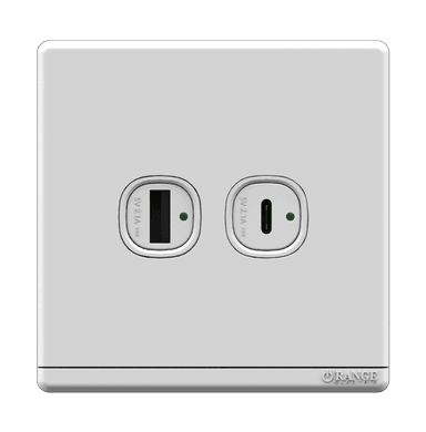 ODESSA 2.1Amp. Type-A + Type-C USB Charger Outlet White