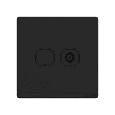 ODESSA 2Gang TV Co-Axial Outlet (75Ohm) + Telephone Outlet Black Matte
