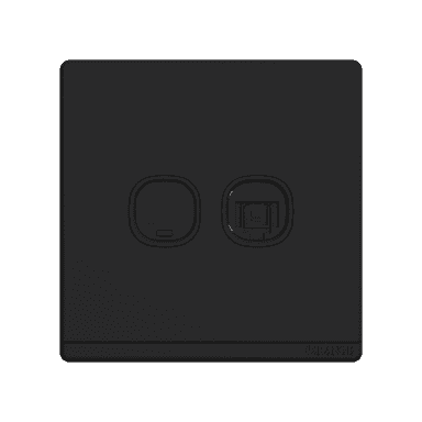 ODESSA 2Gang Telephone + 8Wire Telephone/Data Outlet Black Matte