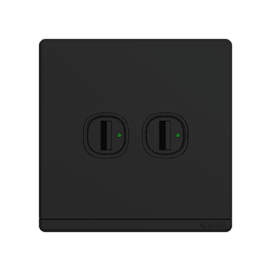 ODESSA 2.1Amp. 2Gang Type-A USB Charger Outlet Black Matte