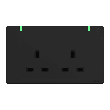 ODESSA 13Amp. 250V Twin Switched Socket Outlet with Indicator Black Matte