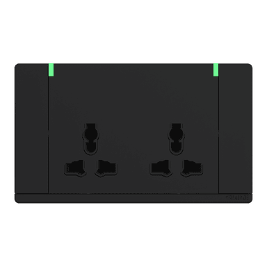 ODESSA 13Amp. 250V Twin Multi Switched Socket Outlet with Indicator Black Matte