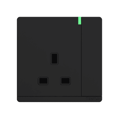 ODESSA 13Amp. 250V Single Switched Socket Outlet with Indicator Black Matte