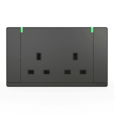 ODESSA 13Amp. 250V Twin Switched Socket Outlet with Indicator Pearl Gunmetal
