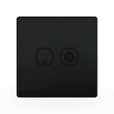 ODESSA 2Gang TV Co-Axial Outlet (75Ohm) + Telephone Outlet Pearl Black