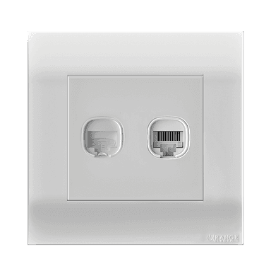 AKOYA 2Gang Telephone + Data Outlet White with White Surround