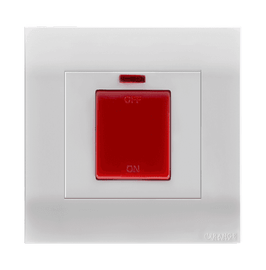 AKOYA 45Amp. Double Pole Switch with Indicator + Earth Bar White with White Surround