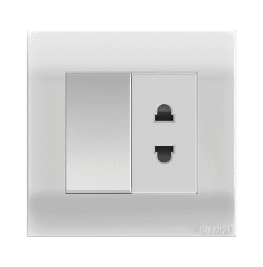AKOYA 10Amp. 2Pin Single Switched Socket Outlet White with White Surround