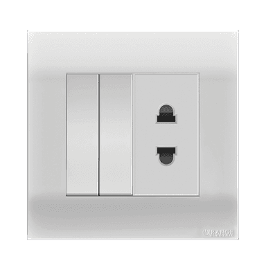 AKOYA 10Amp. 2Pin Single Socket Outlet + 2Gang Switches White with White Surround