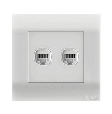 AKOYA 2Gang 8Wire 8Contact Telephone/Data Outlet White with White Surround