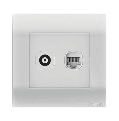 AKOYA 2Gang TV Co-Axial (75Ohm) + Data Outlet White with White Surround