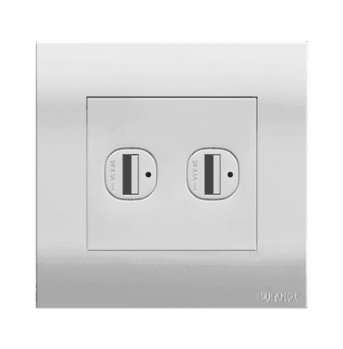 AKOYA 2.1Amp. 2Gang Type-A USB Charger Outlet White with White Surround