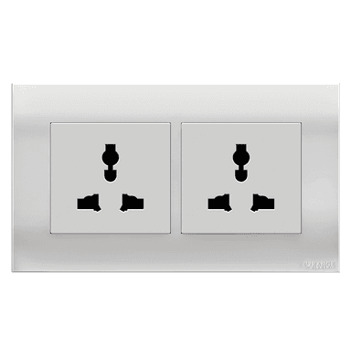 AKOYA 13Amp. Twin Multi Unswitched Socket Outlet White with White Surround