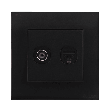 AKOYA 2Gang TV Co-Axial (75Ohm) + Telephone Outlet B/Matte with B/Matte Surround