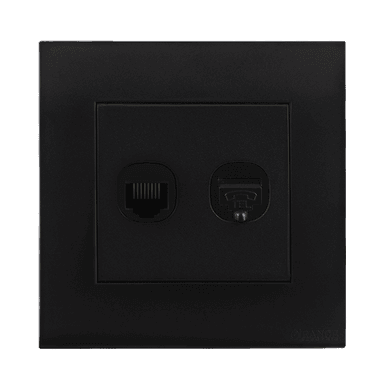 AKOYA 2Gang Telephone + Data Outlet B/Matte with B/Matte Surround