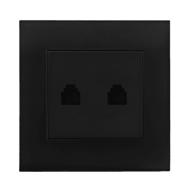 AKOYA 2Gang 4Wire Telephone Outlet B/Matte with B/Matte Surround