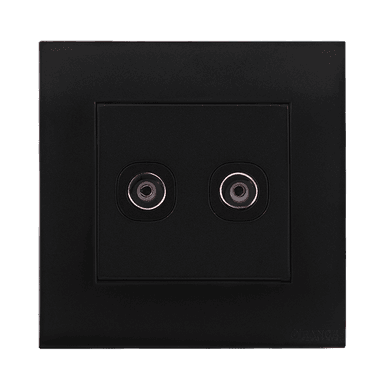 AKOYA 2Gang TV Co-Axial Outlet (75Ohm) B/Matte with B/Matte Surround