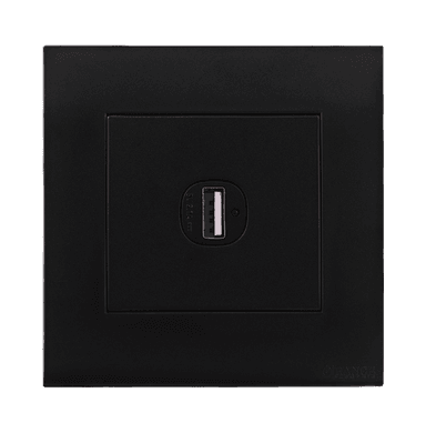 AKOYA 2.1Amp. 1Gang Type-A USB Charger Outlet B/Matte with B/Matte Surround