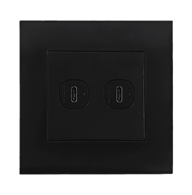 AKOYA 2.1Amp. 2Gang Type-C USB Charger Outlet B/Matte with B/Matte Surround