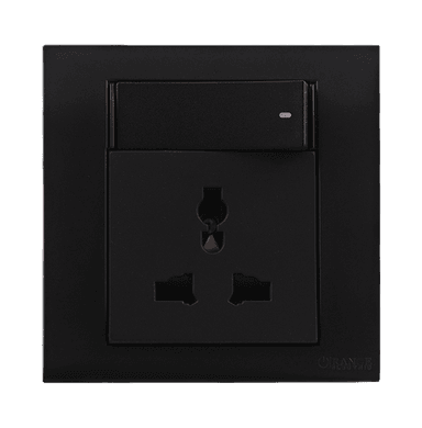 AKOYA 13Amp. Multi Socket Outlet with Mini Switch B/Matte with B/Matte Surround