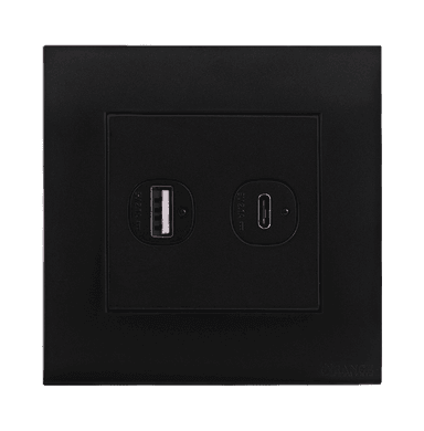 AKOYA 2.1Amp. 2Gang Type-A + C USB Charger Outlet B/Matte with B/Matte Surround