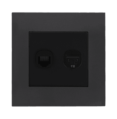 AKOYA 2Gang Telephone + Data Outlet B/Matte with GM/Matte Surround