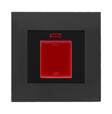 AKOYA 45Amp. Double Pole Switch with Indicator + Earth Bar B/Matte with GM/Matte Surround