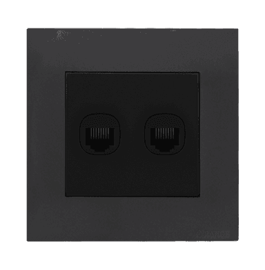 AKOYA 2Gang 8Wire 8Contact Telephone/Data Outlet B/Matte with GM/Matte Surround