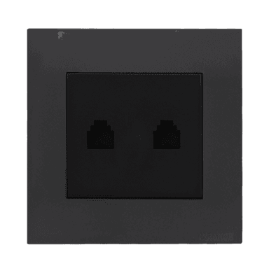 AKOYA 2Gang 4Wire Telephone Outlet B/Matte with GM/Matte Surround