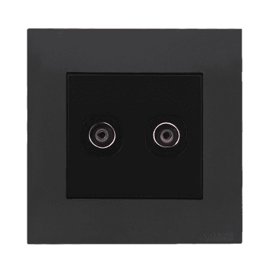 AKOYA 2Gang TV Co-Axial Outlet (75Ohm) B/Matte with GM/Matte Surround