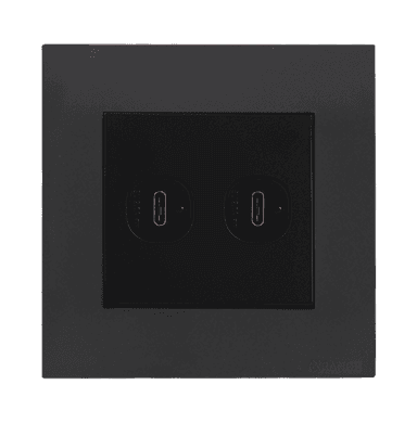 AKOYA 2.1Amp. 2Gang Type-C USB Charger Outlet B/Matte with GM/Matte Surround