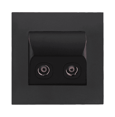 AKOYA Angled TV Co-Axial Outlet (75Ohm) B/Matte with GM/Matte Surround