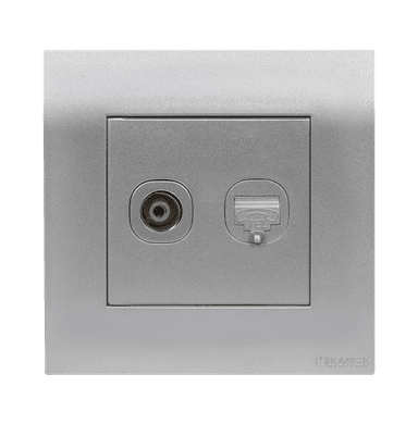 AKOYA 2Gang TV Co-Axial (75Ohm) + Telephone Outlet S/Matte with S/Matte Surround