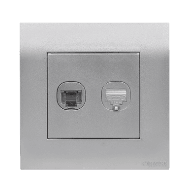 AKOYA 2Gang Telephone + Data Outlet S/Matte with S/Matte Surround