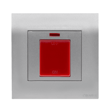 AKOYA 45Amp. Double Pole Switch with Indicator + Earth Bar S/Matte with S/Matte Surround