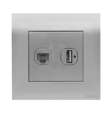 AKOYA 2Gang Telephone/Data + Type-A USB Charger Outlet S/Matte with S/Matte Surround