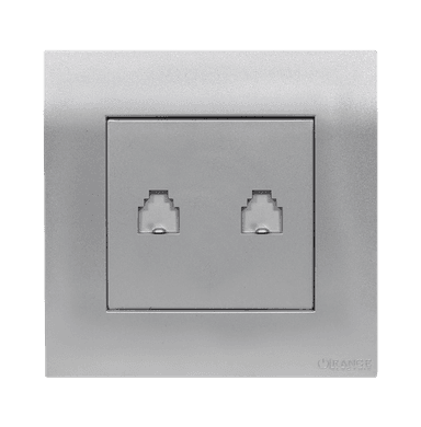 AKOYA 2Gang 4Wire Telephone Outlet S/Matte with S/Matte Surround