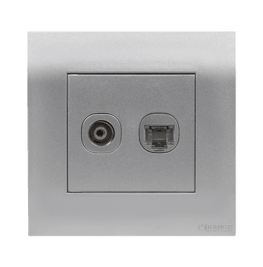AKOYA 2Gang TV Co-Axial (75Ohm) + Data Outlet S/Matte with S/Matte Surround
