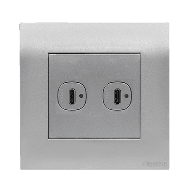 AKOYA 2.1Amp. 2Gang Type-C USB Charger Outlet S/Matte with S/Matte Surround