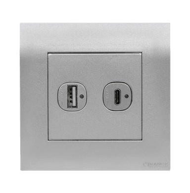 AKOYA 2.1Amp. 2Gang Type-A + C USB Charger Outlet S/Matte with S/Matte Surround