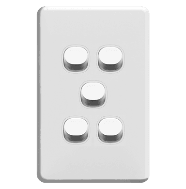 ENIGMA 16Amp. 250V a.c. 5Gang 2Way Vertical Slim Classic White (Australian Standard)