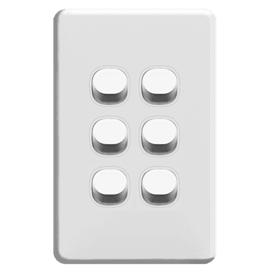 ENIGMA 16Amp. 250V a.c. 6Gang 2Way Vertical Slim White (Australian Standard)