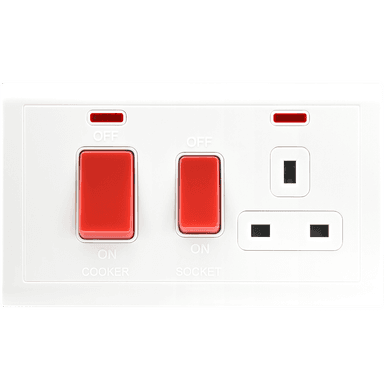 VIRAGO 45Amp. Cooker Controller with 13Amp. Switched Socket Outlet White