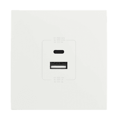 VIRAGO 1Gang  Type-A+Type-C USB Charger Outlet White