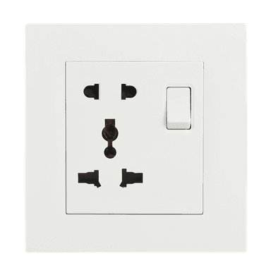 VIRAGO Multy + 2Pin Single 1Pole Switched Socket Outlet with Indicator White