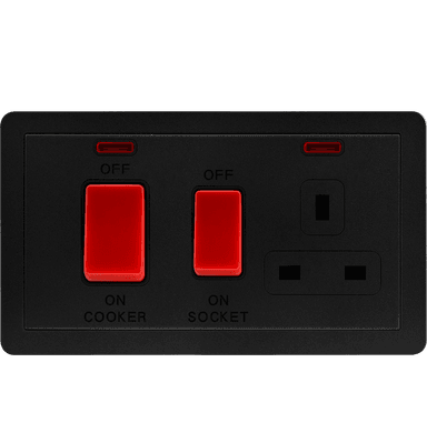 VIRAGO 45Amp. Cooker Controller with 13Amp. Switched Socket Outlet Black