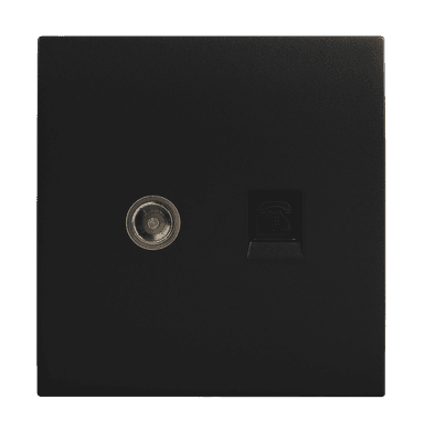 VIRAGO 1Gang TV (75 Ohm) + Telephone Outlet Black