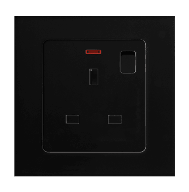 VIRAGO 13Amp. Single 1Pole Switched Socket Outlet with Indicator Black